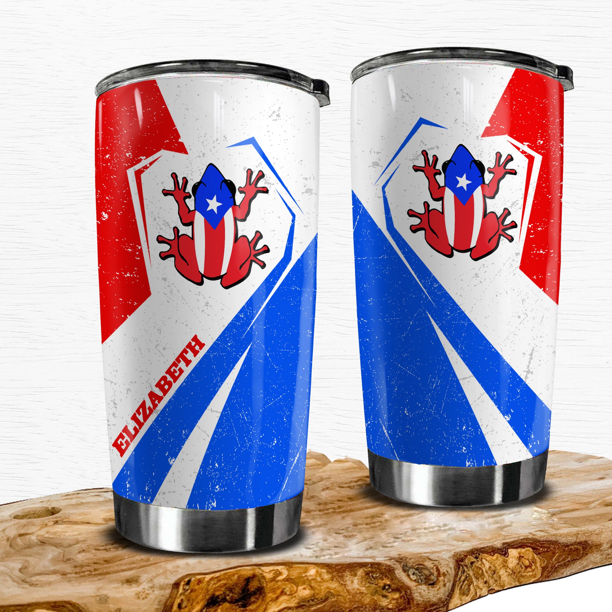 Coqui Puerto Rico Flag Personalized With Your Name Tumbler - Tumbler Born Teezalo