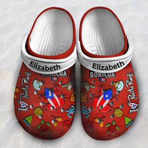 Puerto Rico Personalized Red Clogs Shoes