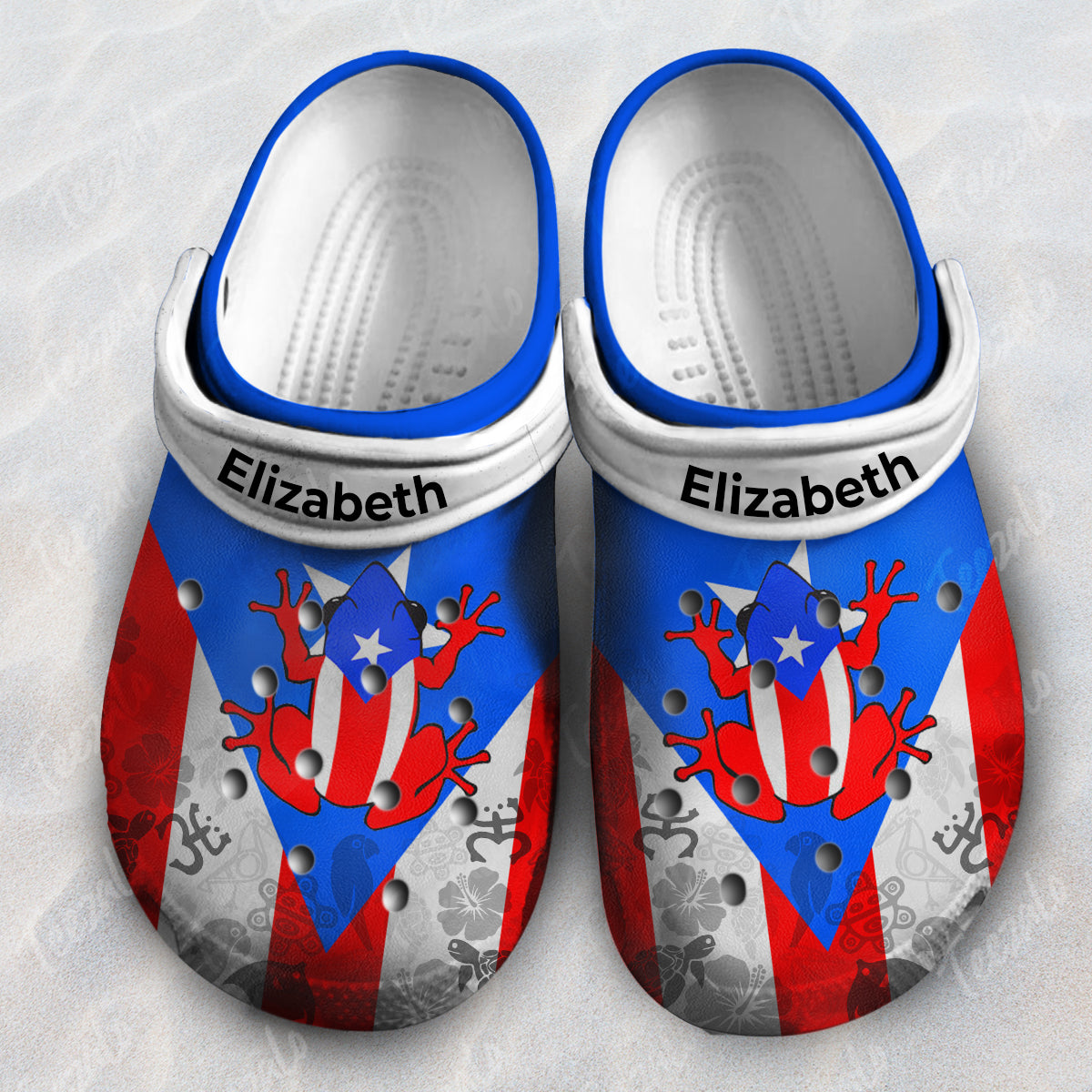 Puerto Rico Flag With Symbols Coqui Personalized Clogs Shoes