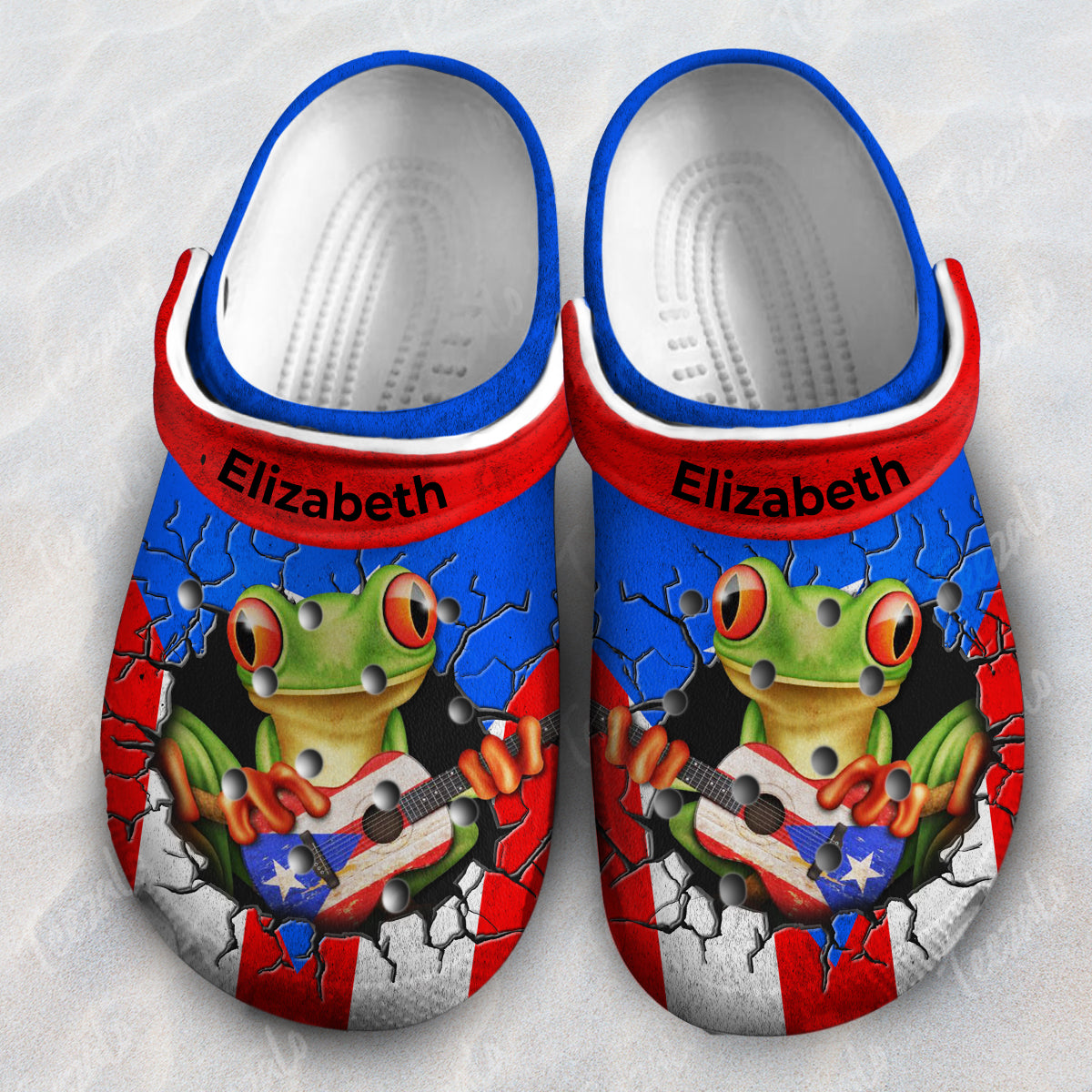 Puerto Rico Flag Crack Personalized Clog Shoes