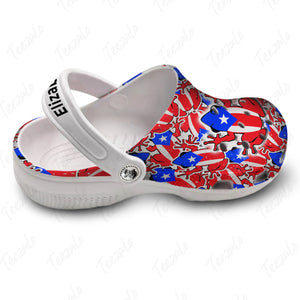 Puerto Rico Flag Clogs Shoes With Coqui - Crocs Born Teezalo