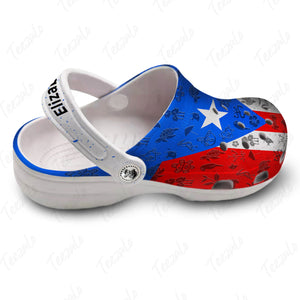 Puerto Rican Flag Personalized Clogs Shoes With Your Name 2