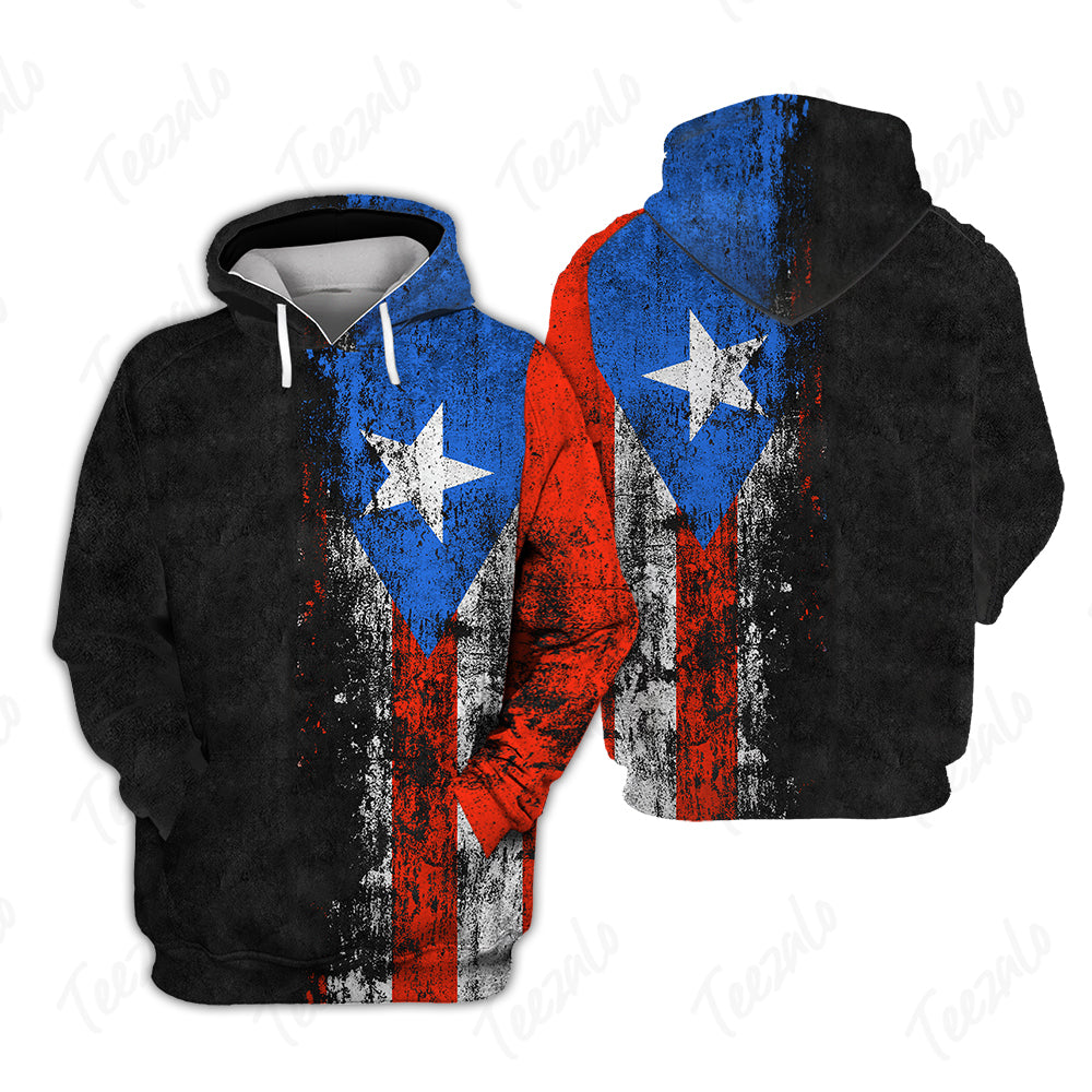 Puerto Rico Puerto Rican Flag Grunge Distressed Hoodie