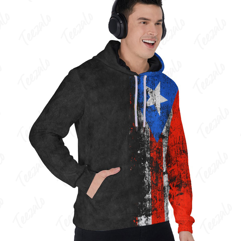 Puerto Rico Puerto Rican Flag Grunge Distressed Hoodie