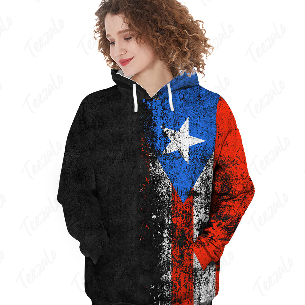 Puerto Rico Puerto Rican Flag Grunge Distressed Hoodie
