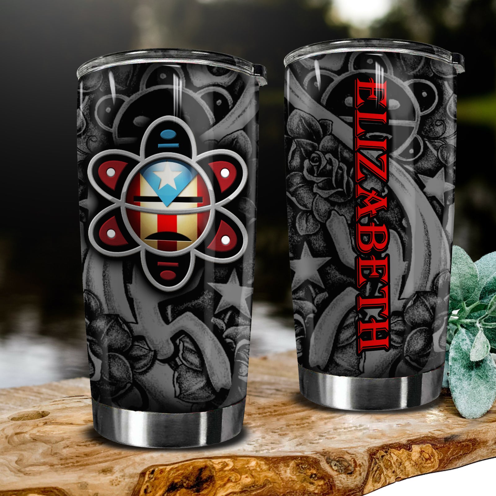 Puerto rico Symbols Seamless Pattern Personalized 20z Stainless Steel Cup - Tumbler Born Teezalo