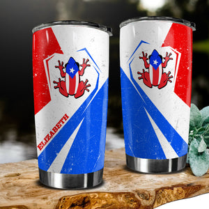 Coqui Puerto Rico Flag Personalized With Your Name Tumbler - Tumbler Born Teezalo