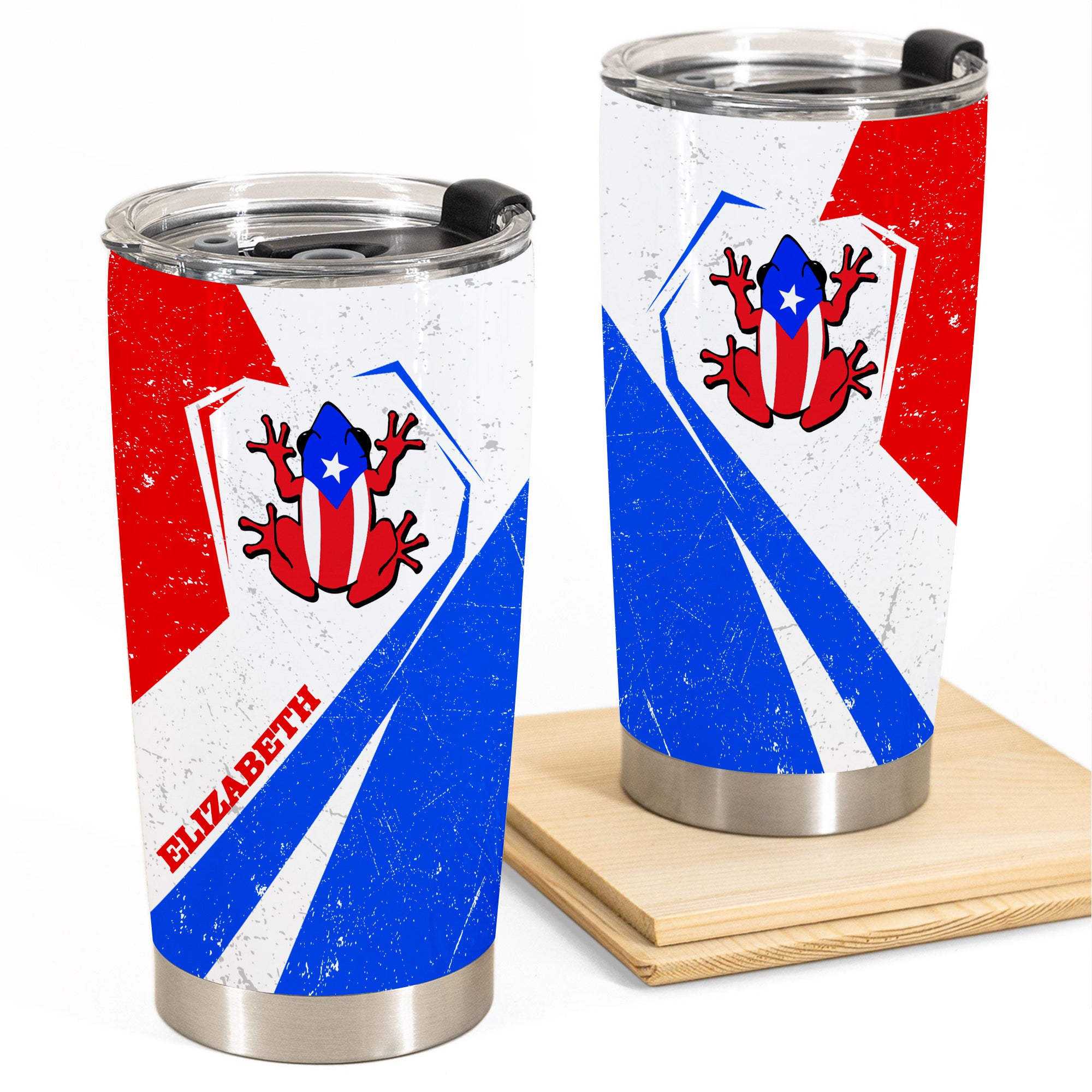 Coqui Puerto Rico Flag Personalized With Your Name Tumbler - Tumbler Born Teezalo