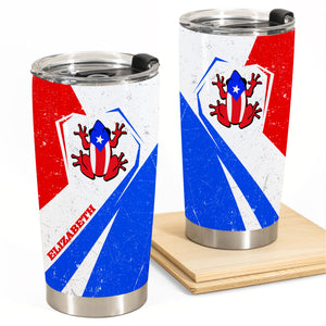 Coqui Puerto Rico Flag Personalized With Your Name Tumbler - Tumbler Born Teezalo