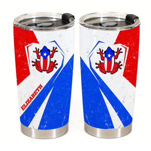 Coqui Puerto Rico Flag Personalized With Your Name Tumbler - Tumbler Born Teezalo