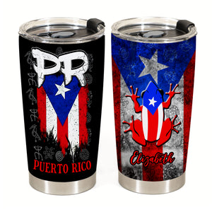 Puerto Rico PR Flag Personalized 20z Steel Cup - Tumbler Born Teezalo