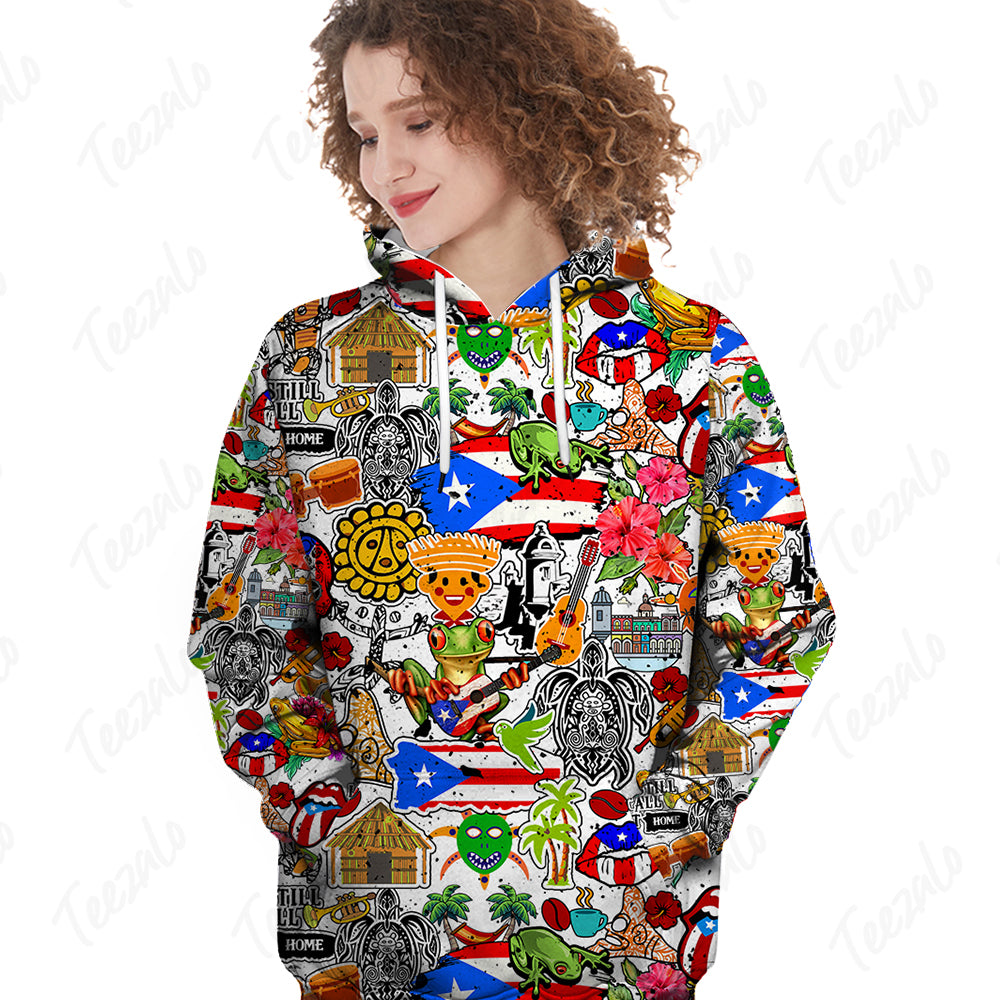 Puerto Rico Symbols 3D Fashion Hoodie