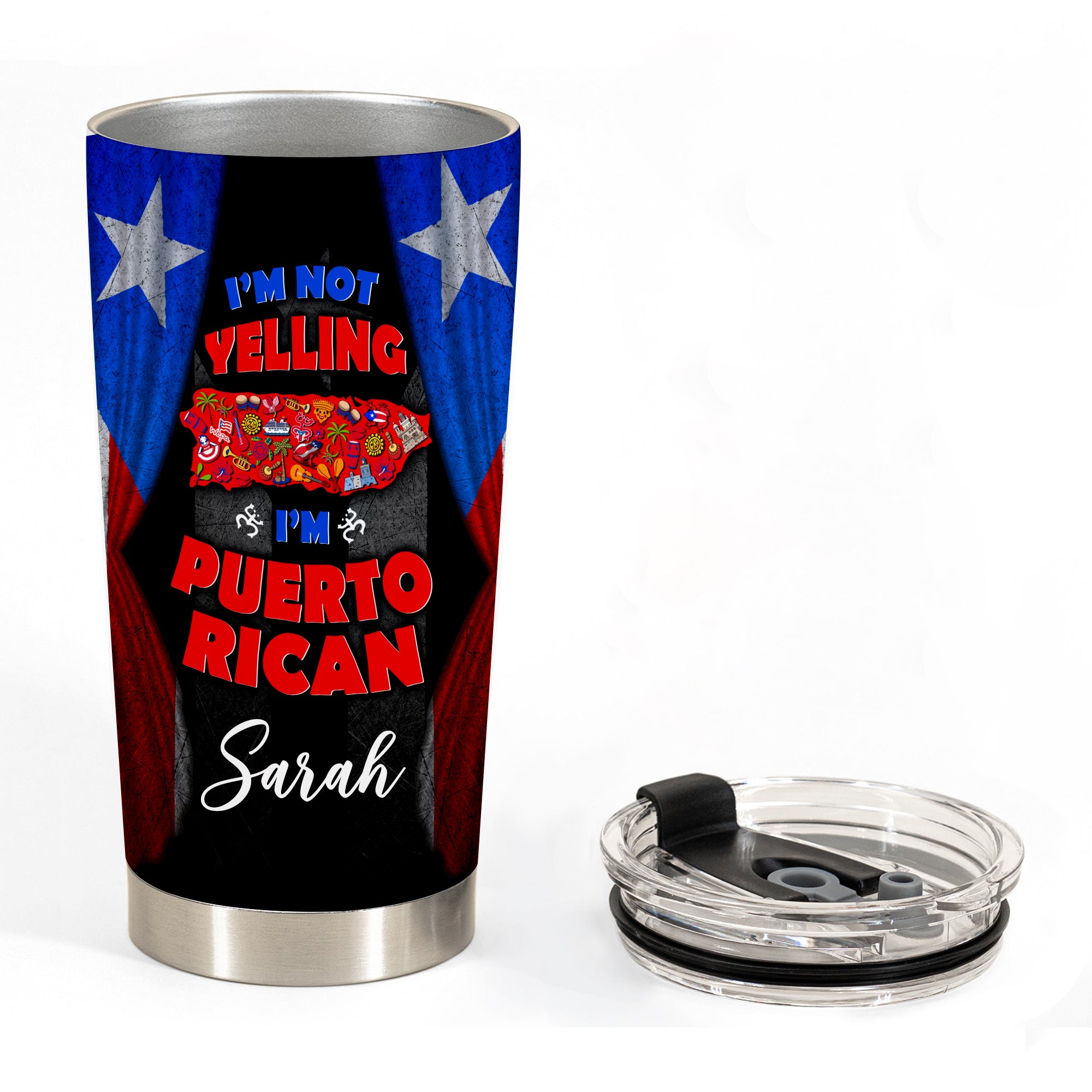 I'm Not Yelling I'm Puerto Rican Personalized Tumbler - Tumbler Born Teezalo