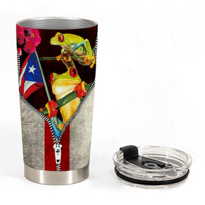 Puerto Rico Frog Tumbler Zipper Flag Personalized Steel Cup