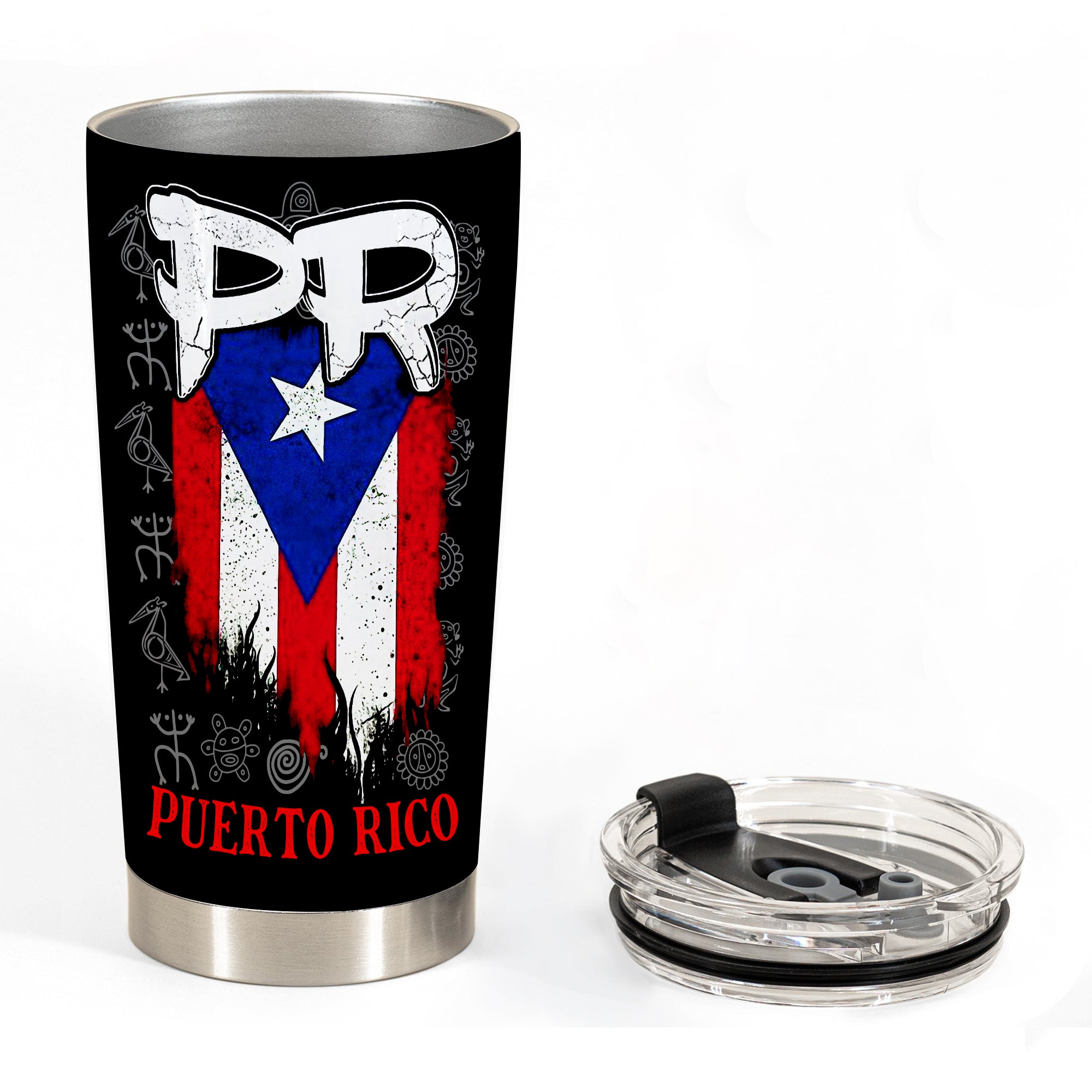 Puerto Rico PR Flag Personalized 20z Steel Cup - Tumbler Born Teezalo