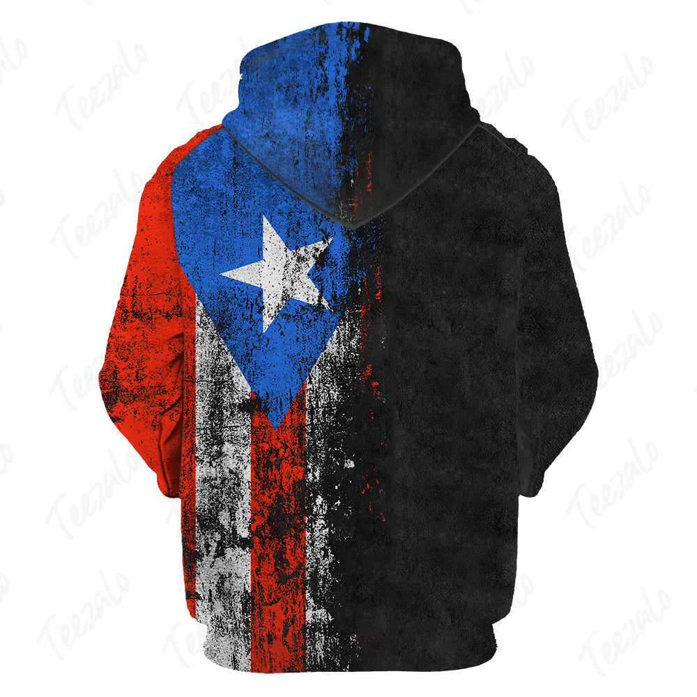 Puerto Rico Puerto Rican Flag Grunge Distressed Hoodie