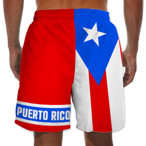 Puerto Rico Men Beach Shorts Coqui Frog And Flag