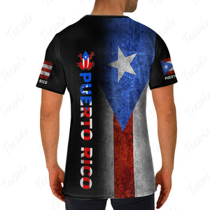 Puerto Rico Custom Your Name 3D T-shirt Half Flag And Puerto Rico
