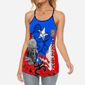Puerto Rico Taino Coqui Criss Cross Tank Top