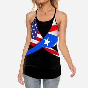 Puerto Rico Coqui Flag Criss Cross Tank Top