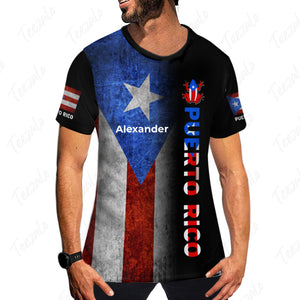 Puerto Rico Custom Your Name 3D T-shirt Half Flag And Puerto Rico