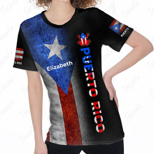 Puerto Rico Custom Your Name 3D T-shirt Half Flag And Puerto Rico