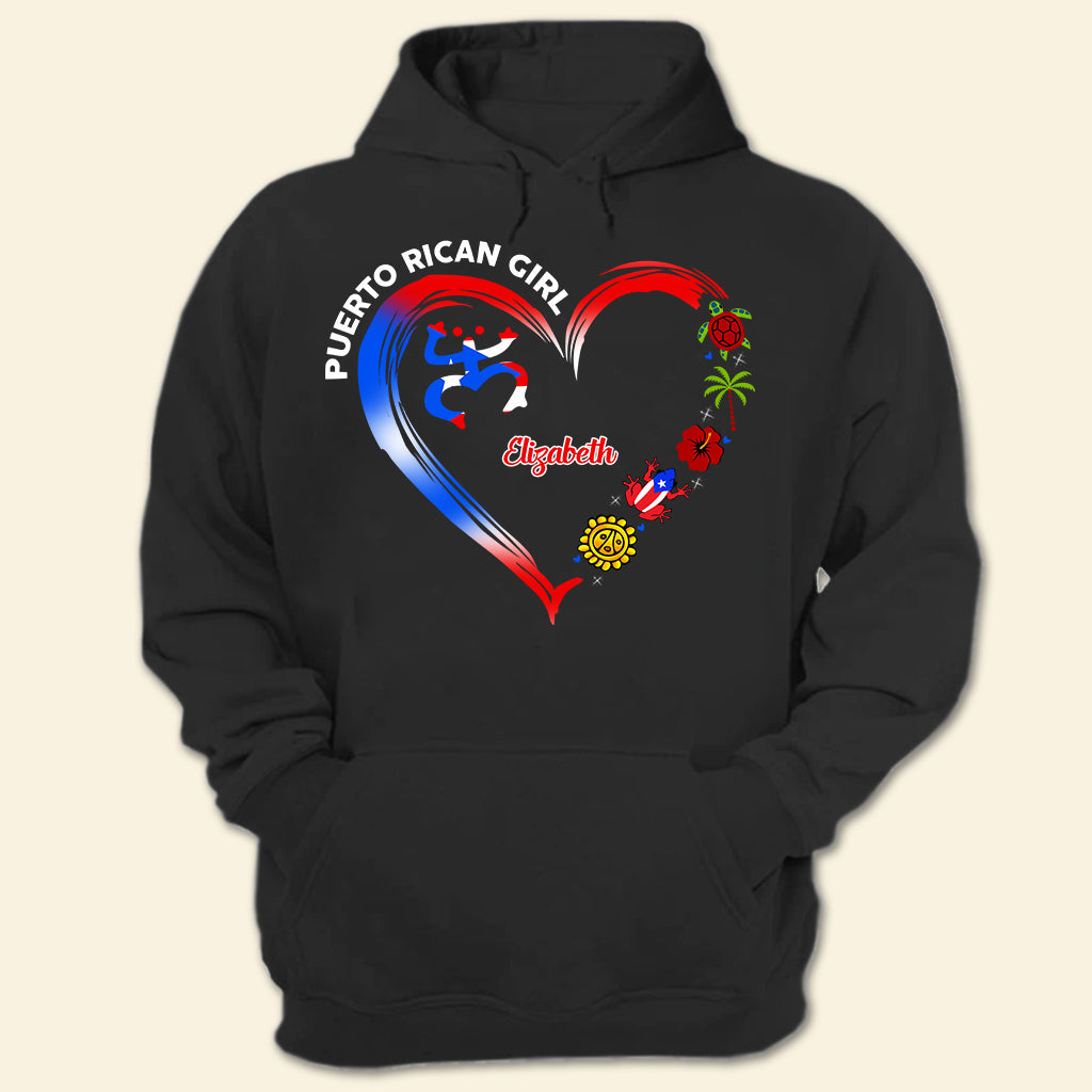 Puerto Rican Girl Heart With Symbols Personalized T-shirt