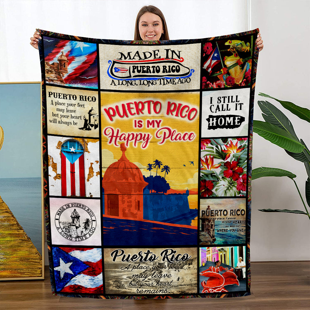 Puerto Rico Is My Happy Place Blanket Teezalo