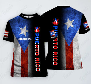 Puerto Rico Custom Your Name 3D T-shirt Half Flag And Puerto Rico