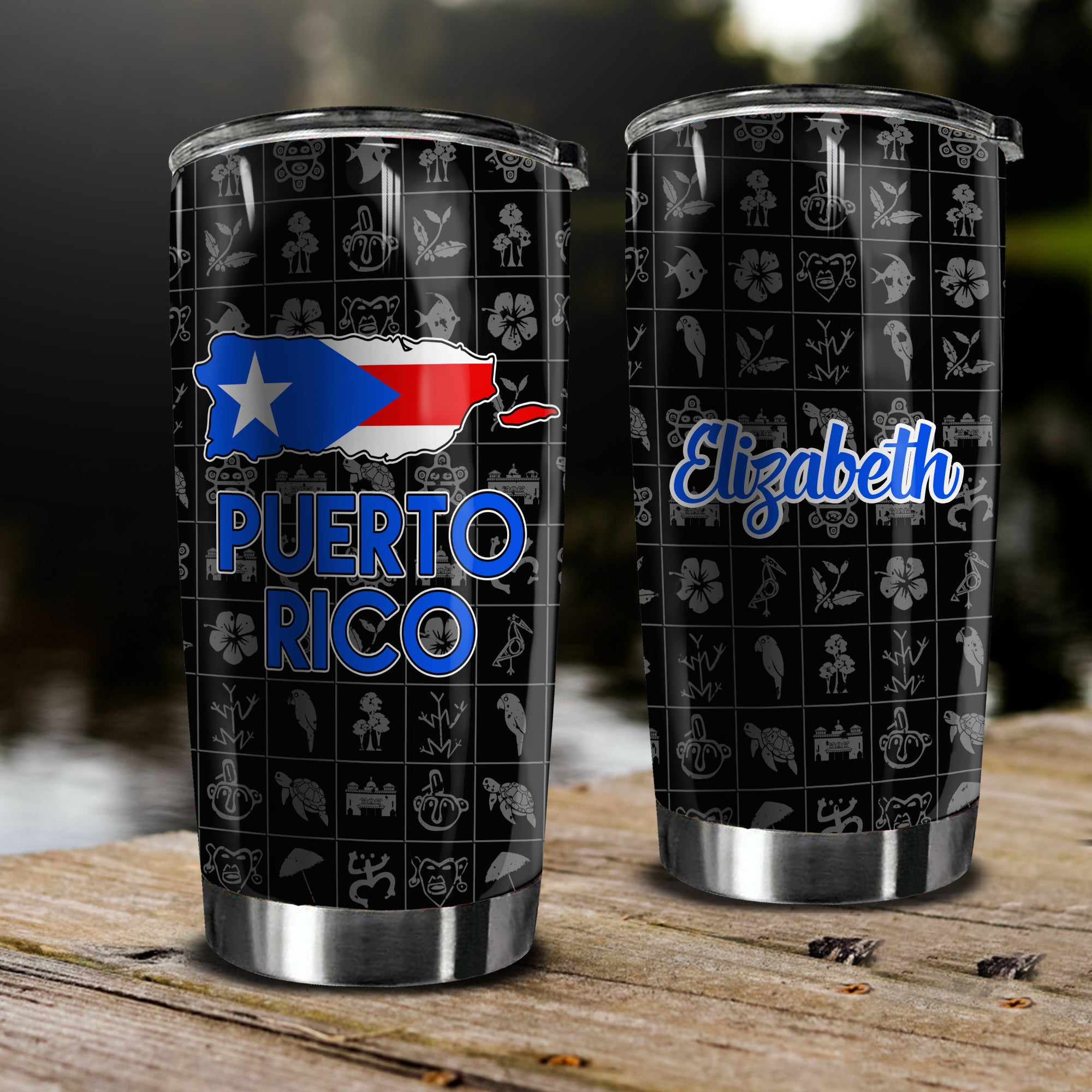 Puerto Rico Flag And Symbols Tumbler, Puerto Rico Stainless Steel Cup