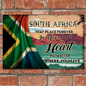South Africa Flag Place In Your Heart Metal Signs Wall Art Decor - Metal Signs Born Teezalo
