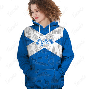 Scotland Flag And Symbol Personalized Hoodie With Your Name
