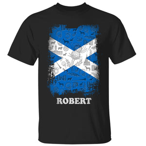 Scotland Flag Personalized T-shirt With Symbols - T-shirt Born Teezalo