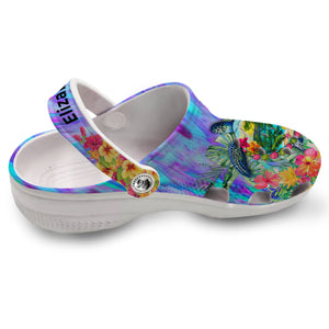 Sea Turtle Personalized Clogs Shoes With Flower Watercolor
