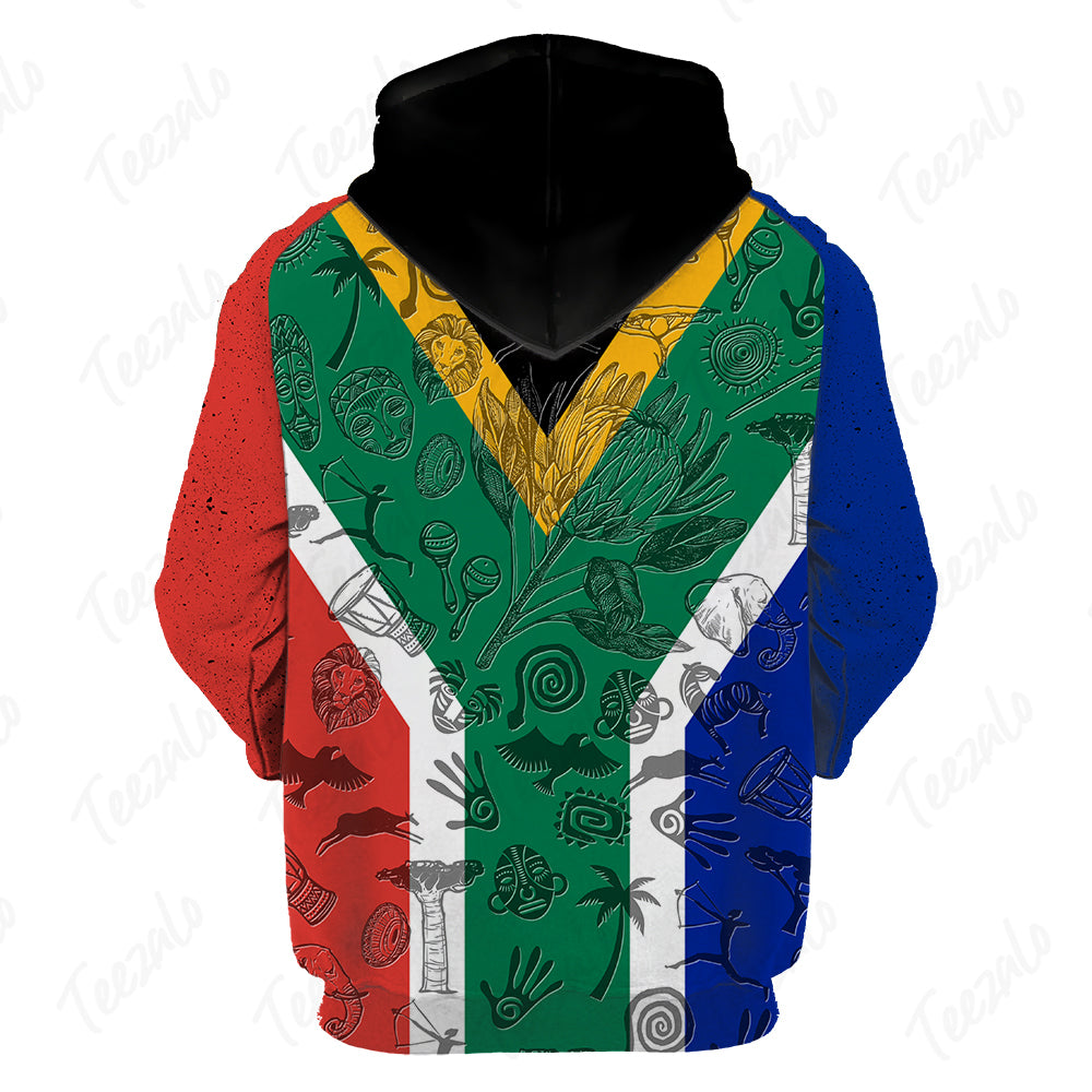 South Africa Flag And Symbol Personalized Hoodie With Your Name