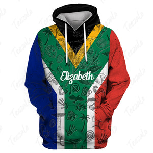 South Africa Flag And Symbol Personalized Hoodie With Your Name