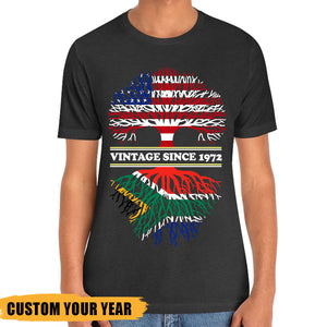 South Africa Flag Vintage Since Personalized T-shirt - T-shirt Born Teezalo