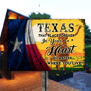 Texas Flag Place In Your Heart Metal Signs Wall Art Decor - Metal Signs Born Teezalo