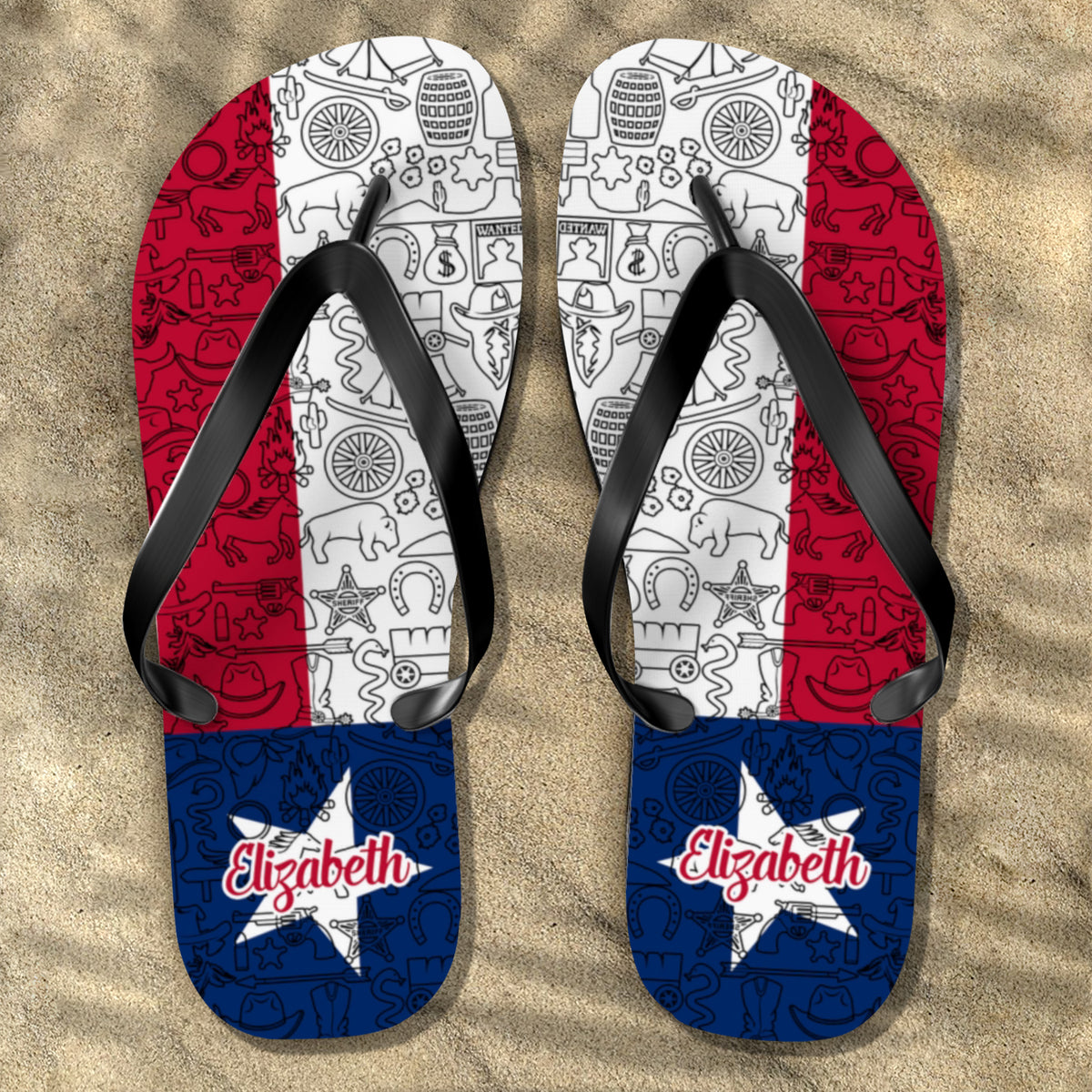 Texas Flag Flip Flop With Inspired Colors Abstract Pattern