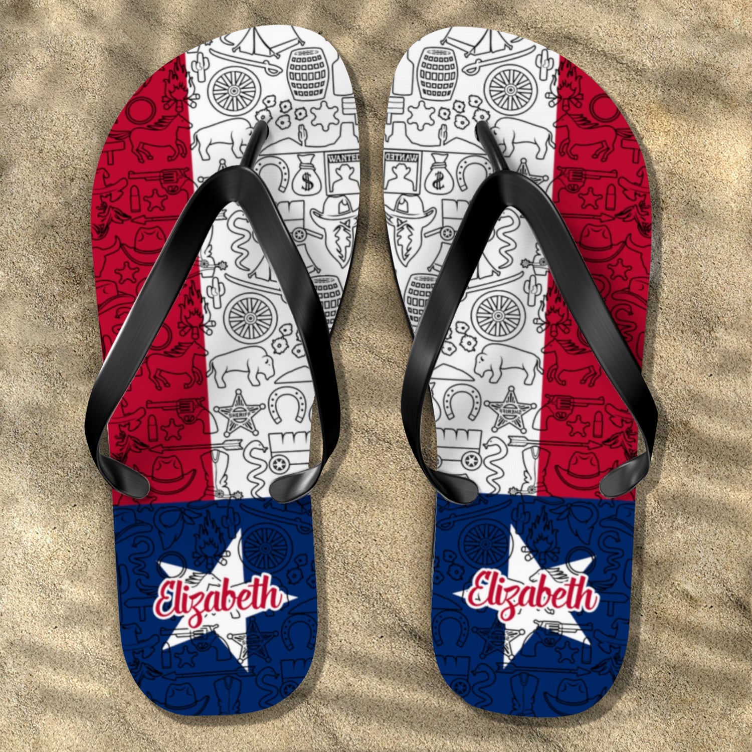 Texas Flag Flip Flop With Inspired Colors Abstract Pattern