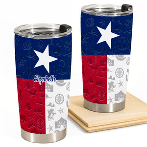 Texas Flag And Symbols Personalized Tumbler With Your Name - Tumbler Born Teezalo