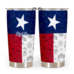 Texas Flag And Symbols Personalized Tumbler With Your Name - Tumbler Born Teezalo