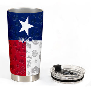Texas Flag And Symbols Personalized Tumbler With Your Name - Tumbler Born Teezalo