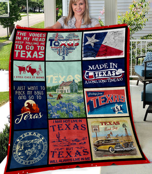 Texas Fleece Blanket With Flag And Sayings
