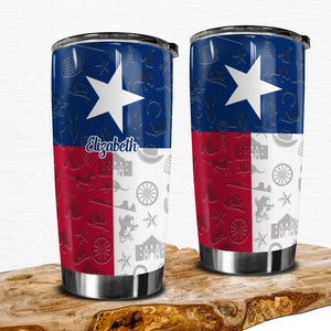 Texas Flag And Symbols Personalized Tumbler With Your Name - Tumbler Born Teezalo