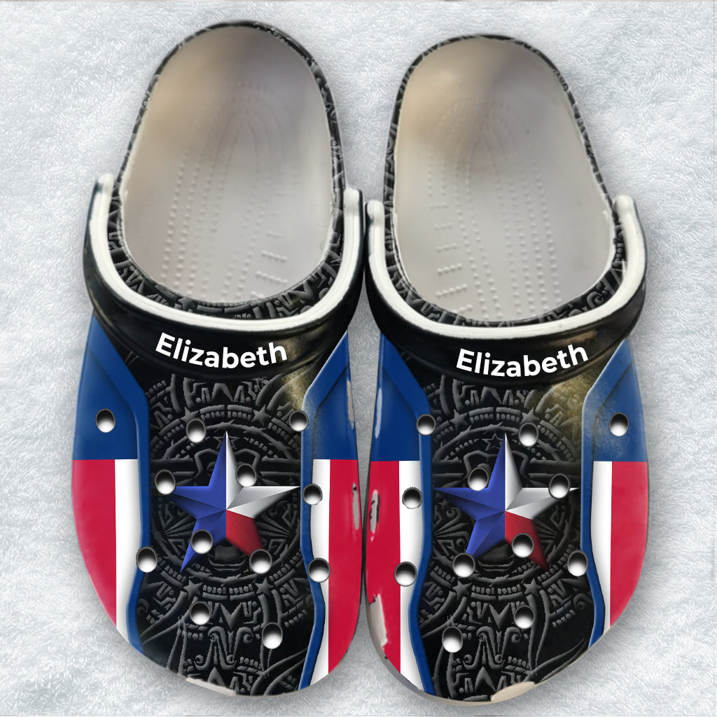 Texas Personalized Clogs Shoes With Texas Aztec Sunburst