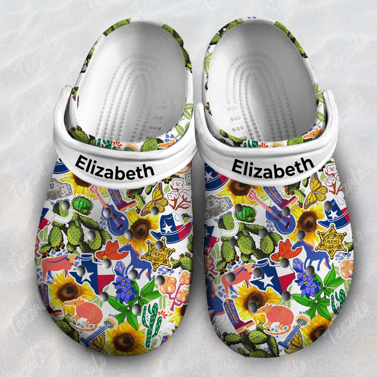 Texas Flower With Symbols Personalized Clogs Shoes