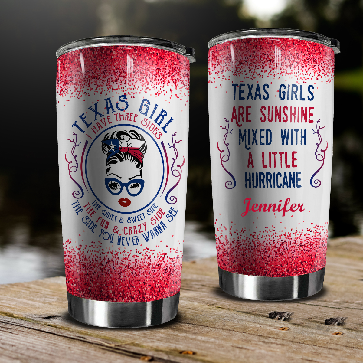 Texas Personalized Tumbler, Texan Girls Are Sunshine Mixed With A Little Hurricane