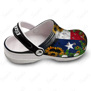 Texan Personalized Clogs Shoes With Flag Cactus Sunflower
