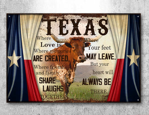Texas Flag Where Your Heart Will Always Be There Metal Signs Wall Art Decor - Metal Signs Born Teezalo